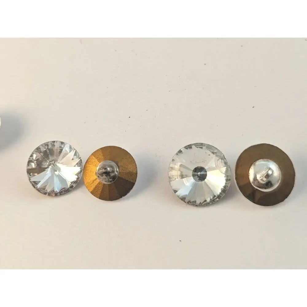 15 Vtge Rhinestone Buttons Clear 10- 5/8